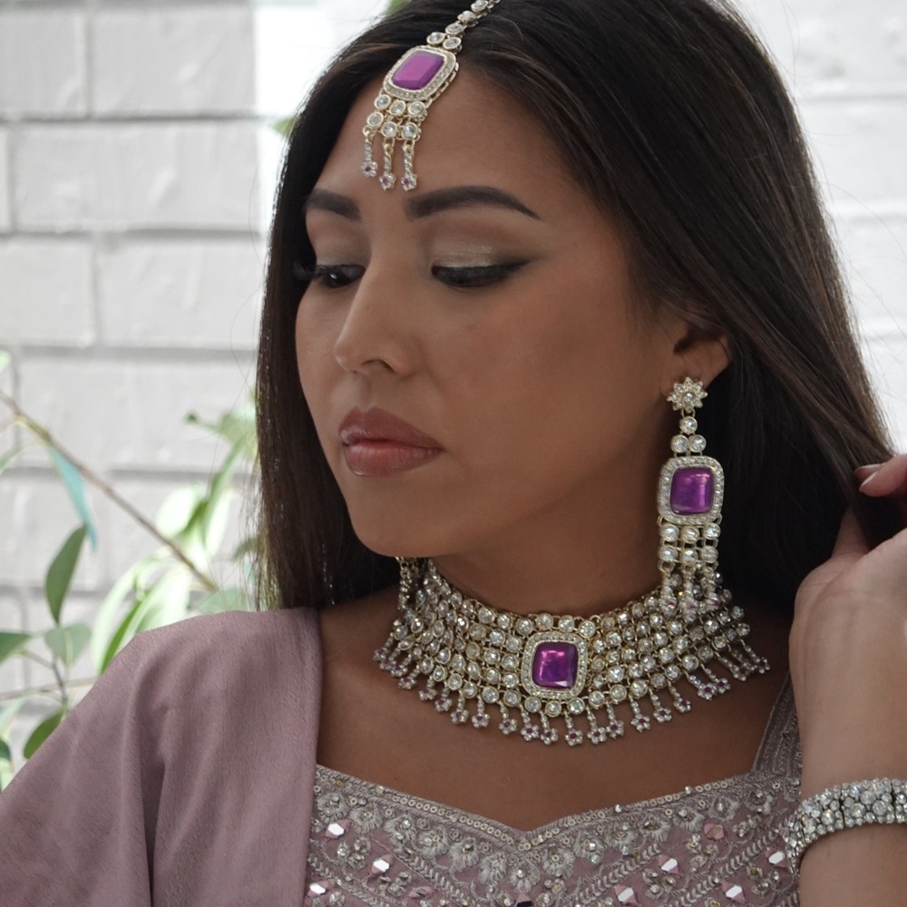 Elegant Purple and Silver Jewelry Set